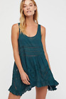 Free People NWT Size Small Voile and Lace Trapeze Slip Dress Turquoise NEW S
