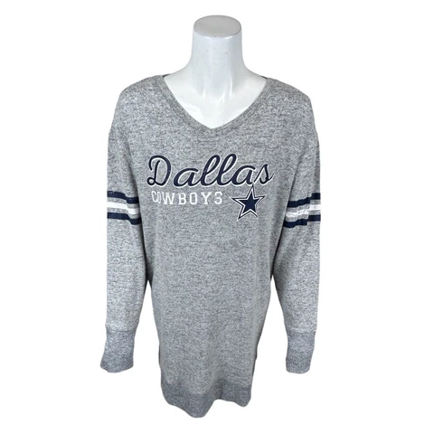 NFL Dallas Women's Sweater Knit Long Sleeve Tunic Top Cowboys Grey X-Large Size Cover