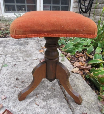 Antique piano stool CAST IRON & WOOD felt "TONK" Chicago New York - Image 1 of 4