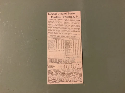 RARE BABE RUTH 21 year old TRIS SPEAKER wins batting championship1916 Box Score Cover