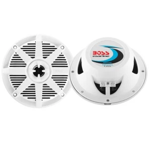 BOSS Audio 5.25-inch Round 150W Marine Boat Speakers Waterproof PAIR WHITE MR52 - Picture 1 of 8