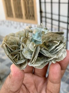 Skyblue gemmy  Aquamarine crystals with Muscovite on matrix from Nagar - Picture 1 of 6