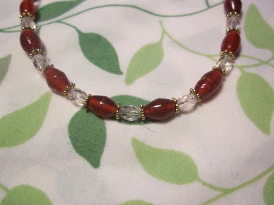 Conta de vidro vermelha feita à mão 10,5 polegadas e contas de cristal transparente TORNOZELEIRA C-118 - Imagem 1 de 3