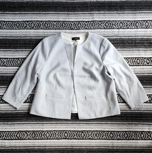 NWT Talbots Plus 14W Open Front Lined 3/4 Sleeve Blazer Jacket Light Blue - Picture 1 of 17