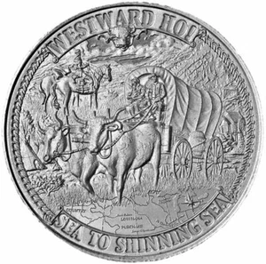 2020 WESTWARD HO! - Frontiers Series - 1 troy oz Silver Round - IN CAPSULE- - Picture 1 of 2