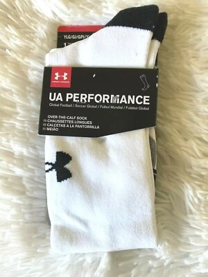 Calcetines de fútbol Under Armour UA Performance blancos negros juveniles talla grande 1-4 Foto 1 de 3