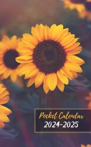 Pocket Planner 2024-2025 Small 2-Year Monthly Agenda for Purse - Sunflower Cover - Picture 1 of 1