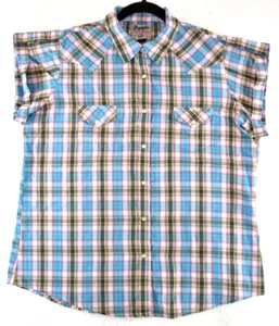 Wrangler Wrancher Western Pearl Snap Kurzarm Hemd mit Knopfleiste Damen XL - Bild 1 von 13