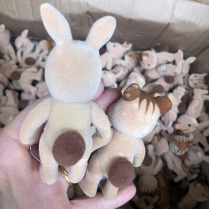 1PC Factory Defects Family Animal Figure Rabbit Flocked Shaggy Figurine Toy - Picture 1 of 12