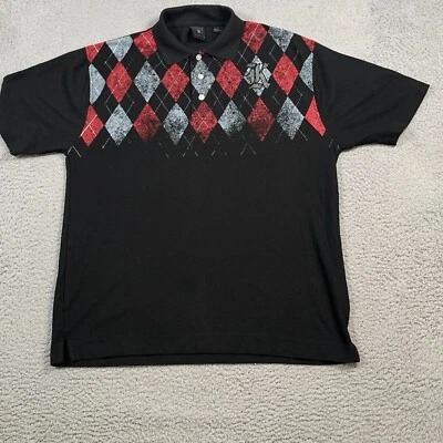 Polo Kani Dorado Para Hombre Grande Negro Cuello Botón Cuadros Argyle Mezcla de Algodón Foto 1 de 4