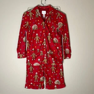 NIck & Nora Sock Monkey Gingerbread Christmas Flannel Pajamas L 10 12 - Picture 1 of 7