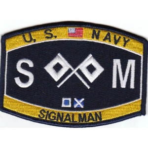 Signalman SM RATING HAT PATCH US NAVY PIN UP Semaphore Flashing Light Flag** - Picture 1 of 24