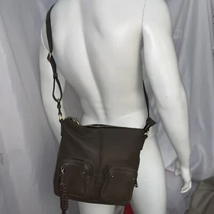 pre-loved auth SEE BY CHLOE mocha brown LEATHER crossbody BAG zip top - Picture 1 of 13