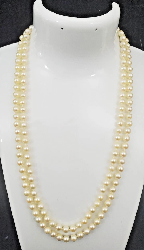 Colar de pérolas cultivadas com fecho de ouro amarelo 14k fio duplo, 4 mm, 16 polegadas de comprimento - Imagem 1 de 1