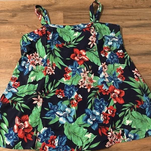 Swim 365 Swim Dress 32W Blue Tropical Comfort Straps Built In Bra - Picture 1 of 10