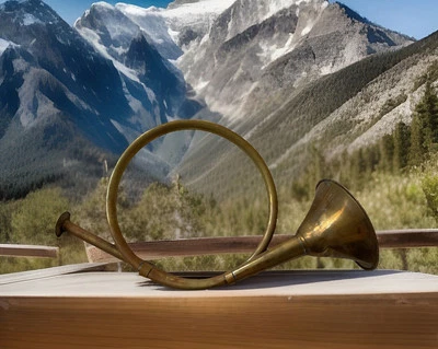 Vintage BRASS French Horn  Wall Hanging Home Decor Christmas 12” - Image 1 of 4