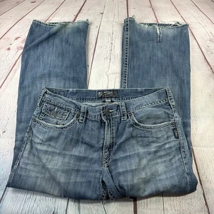 Jeans Plateados Para Hombre 38x32 Azul Desteñido Denim Zac Solapa Bolsillo Bota Corte Envejecido - Imagen 1 de 18