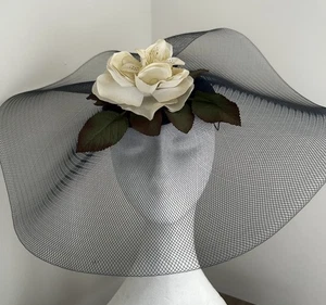Vintage Blue Percher Hat Flowers - Picture 1 of 7
