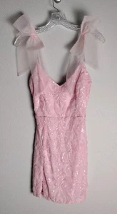 Windsor rosa Pailletten Damast Spitze Larissa Schleife Träger Mini formelles Kleid Small neu ohne Etikett - Bild 1 von 5