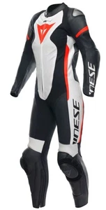 Coverall Motorcycle Woman Dainese Grobnik Leather Perforated Black/White/ - Picture 1 of 1
