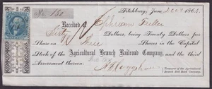 Guía Boston Newport & New York Steamboat Co 8/25 1865 carbón con sello de ingresos - Imagen 1 de 1