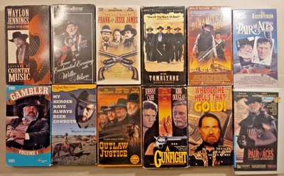 12 VHS Lot - Willie Nelson - Waylon Jennings - Kris Kristofferson - Johnny Cash Foto 1 de 4