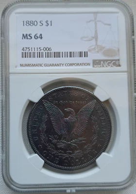 1880-S U.S. Morgan Silver Dollar NGC MS 64 Super Monster Toned "Watch Video" - Image 1 of 4