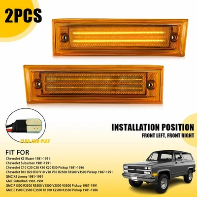 Luz de señalización LED delantera ámbar para GMC R2500 R3500 V1500 V2500 V3500 1987-91 Foto 1 de 4