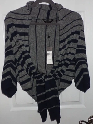 BCBG MAXAZRIA Size XS Open Cardigan Sweater Wrap Wool Cashmere Blend Gray & Blue - Image 1 of 4