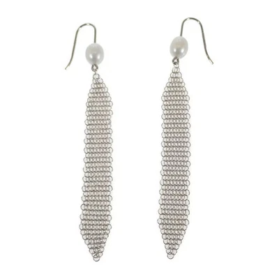 Tiffany & Co. Pendientes de borla de malla Ag925 perlas de plata 4,8-4,9 mm para mujer *Jdt1020 Foto 1 de 4
