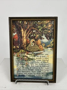 Arte incorniciata "Alberi" fiocco d'oro vintage anni '20 con citazione di Joyce Kilmer poesia - Foto 1 di 15