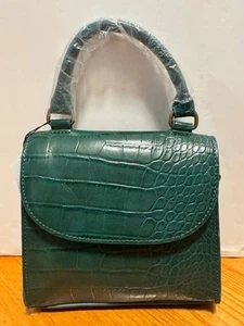 Bolso Bandolera The Drop Diana con Asa Superior Verde Oscuro en Relieve en Cocodrilo - Imagen 1 de 7