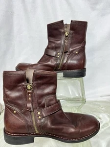 UGG Fabrizia Damen-Stiefeletten braun Leder Lammfell Reißverschluss Schnalle Größe 10 - Bild 1 von 5