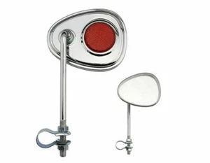 5" LANGER FAHRRAD LOWRIDER STAHL V SPIEGEL ZUM ANSCHRAUBEN MIT ROTEN REFLEKTOREN IN CHROM - Bild 1 von 1