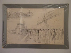 VERNON HOWE BAILEY Original Pen & Ink Drawing Manchester, NH & Seavey Island, ME - Picture 1 of 4