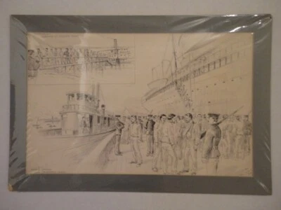 VERNON HOWE BAILEY Original Pluma y Tinta Dibujo Manchester, NH y Seavey Island, ME Foto 1 de 4