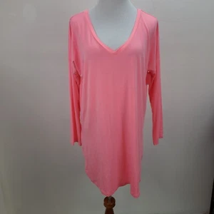 Top túnica Uncommon Sense para mujer grande rosa manga larga elástico cuello en V pulóver - Imagen 1 de 11