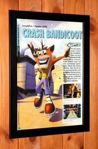 1998 Crash Bandicoot PS1 Rare Vintage Small Promo Poster / Ad Page Framed - Picture 1 of 3