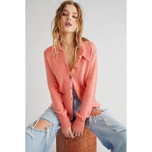 New Free People Paloma Cashmere Cardi SWEATER $158 X-SMALL Pink Cardigan - Picture 1 of 9