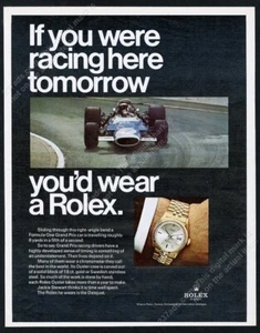 1969 Rolex Datejust watch F1 Formula One race car color photo vintage print ad - Picture 1 of 2