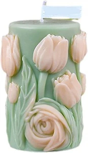 3D Blume Tulpe Pfingstrose Zylinder Silikon Welle Spirale Kerzenform - Silikonharz - Bild 1 von 5