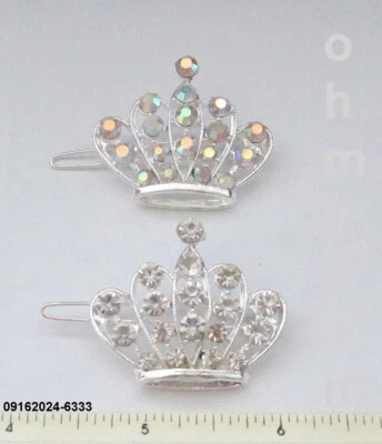 CLOSEOUT 12  NEW METAL HAIR CLIP / COMB / CLEAR MULTI COLOR STONE / MIX DES - image 1 of 4