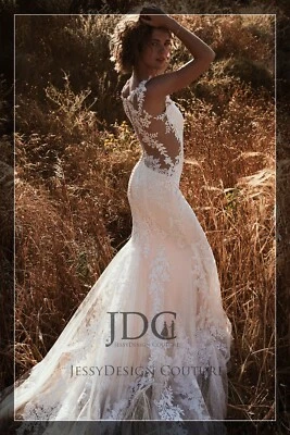 Sexy Brautkleid Hochzeitskleid Träger Spitze schöner Illusion Rücken Summer - Bild 1 von 4