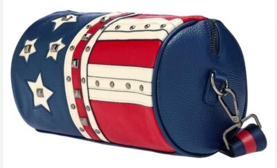 #Sharif American Flag Saddle Leather Barrel Bag - Image 1 of 4