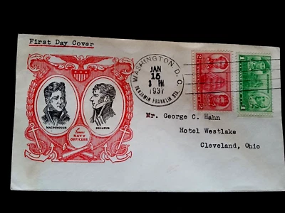 First Day Cover Navy Heroes DECATUR MACDONOUGH 1937 - Image 1 of 4