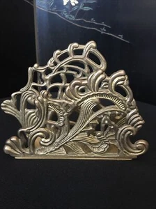 Vintage Brass Letter/ Napkin Victorian Style Holder Butterfly - Picture 1 of 7