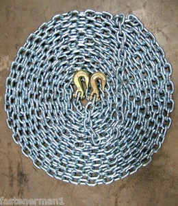 (2) Cadenas de registro de alta prueba de grado 43 de 3/8"x16' - Alta calidad con ganchos de agarre G70 - Imagen 1 de 3