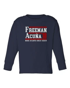 Ronald Acuna Jr Freddie Freeman Atlanta Braves 2019 Toddler Long Sleeve T-shirt - Picture 1 of 3
