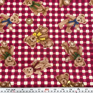 The Boyds Collection Bears Plaid Cotton Fabric Remnant 12" x 44" - Picture 1 of 2