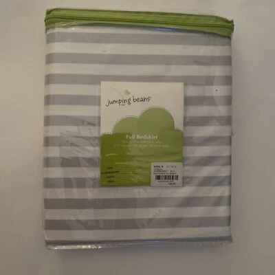 Nueva falda de cama rayas blancas/grises para cama de tamaño completo frijoles saltadores unisex a rayas Foto 1 de 4